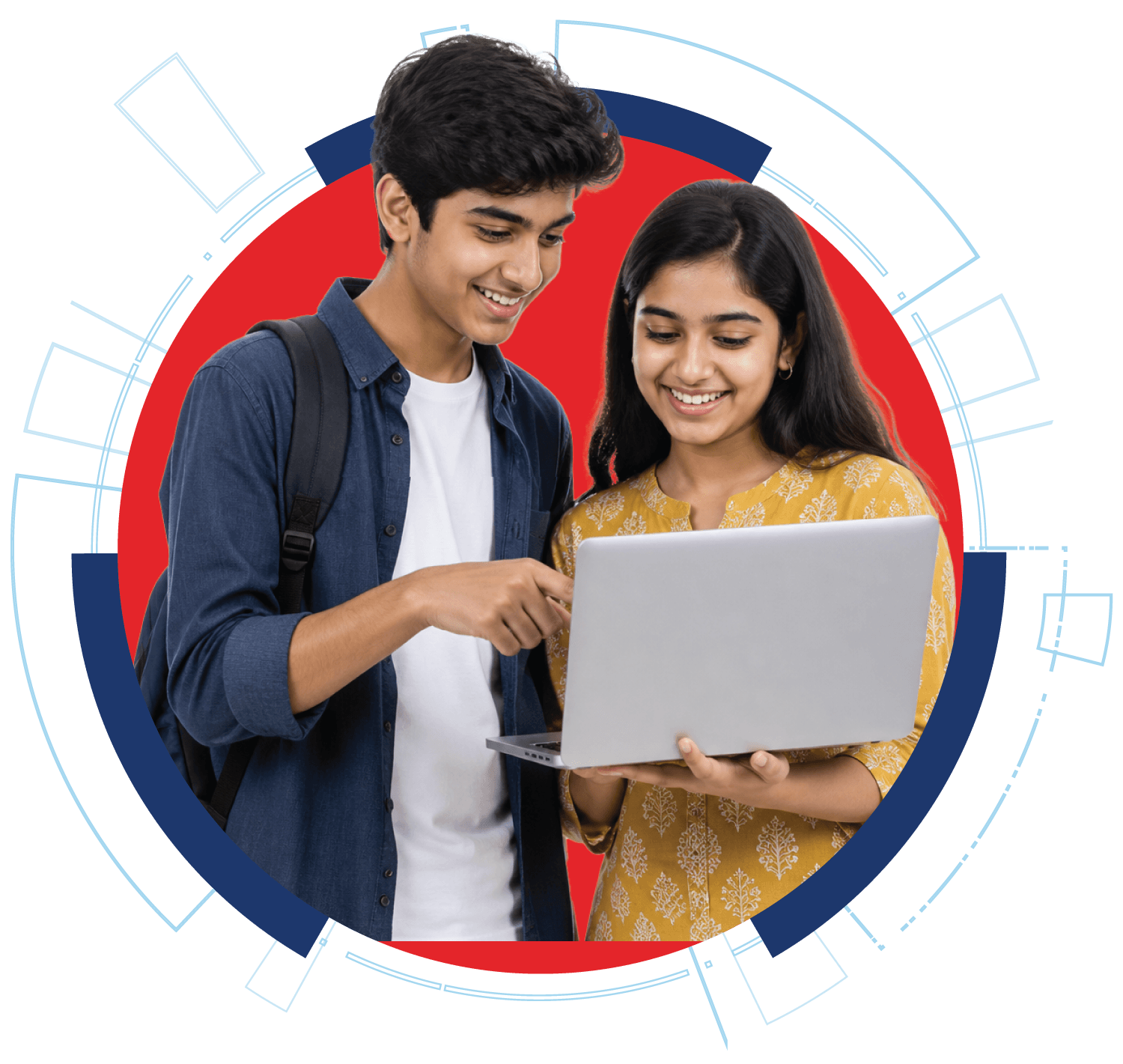 Two students learning with a laptop